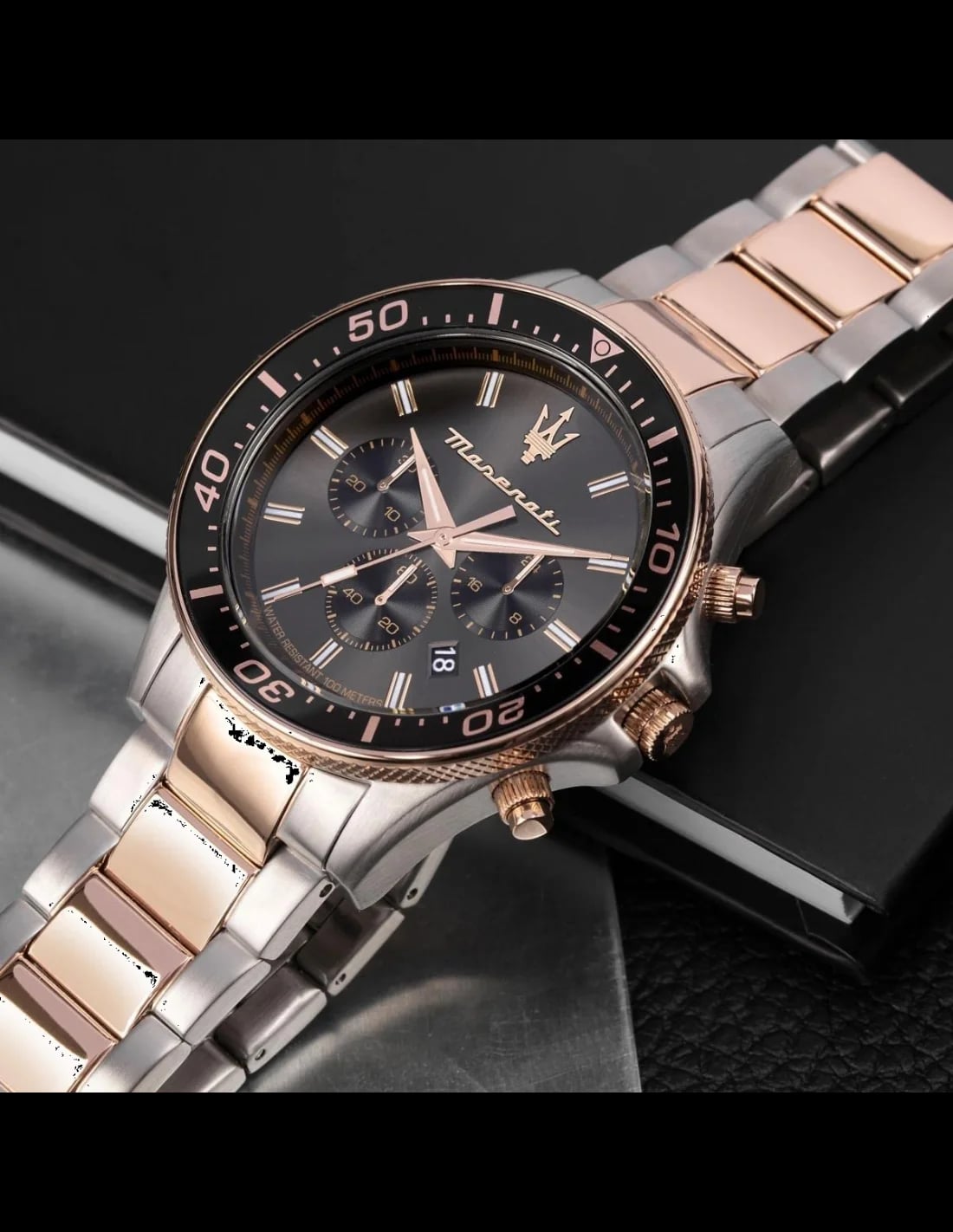 Montre Maserati R8873640002 homme détail cadran noir