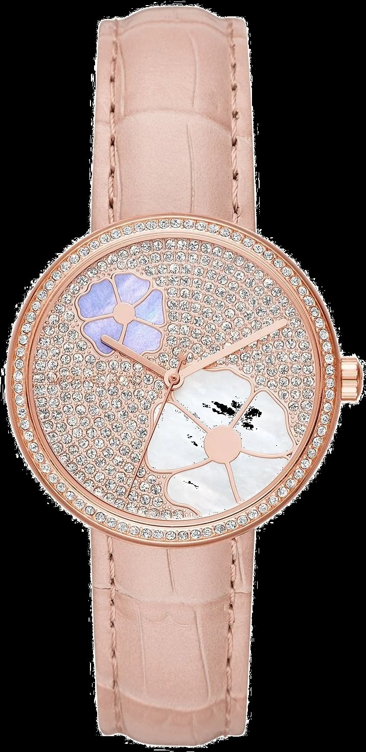 Montre Michael Kors MK2718, cadran blanc avec index dorés et aiguilles bâton, style chic et intemporel