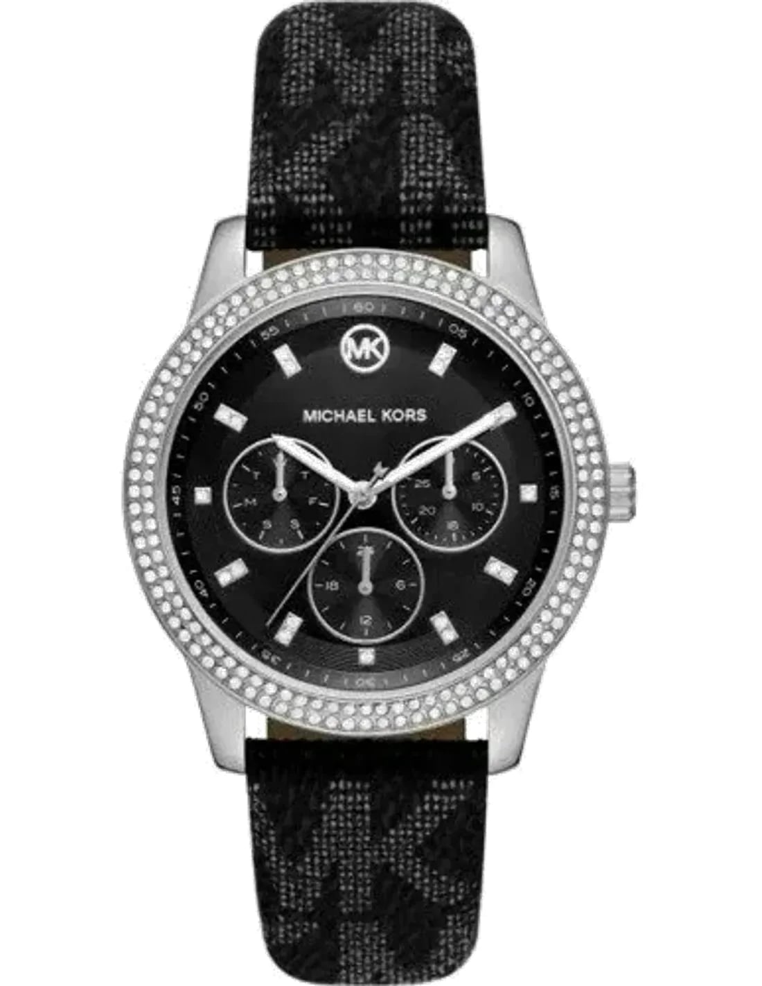 Montre Michael Kors MK2976 femme cadran noir bracelet cuir et tissu