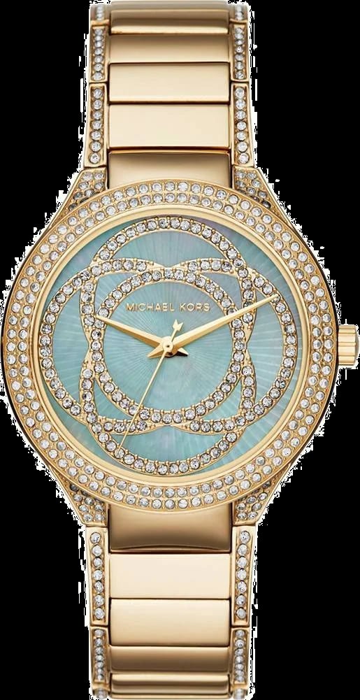 Montre Michael Kors MK3481 cadran argenté avec index dorés et aiguilles bâton style chic décontracté