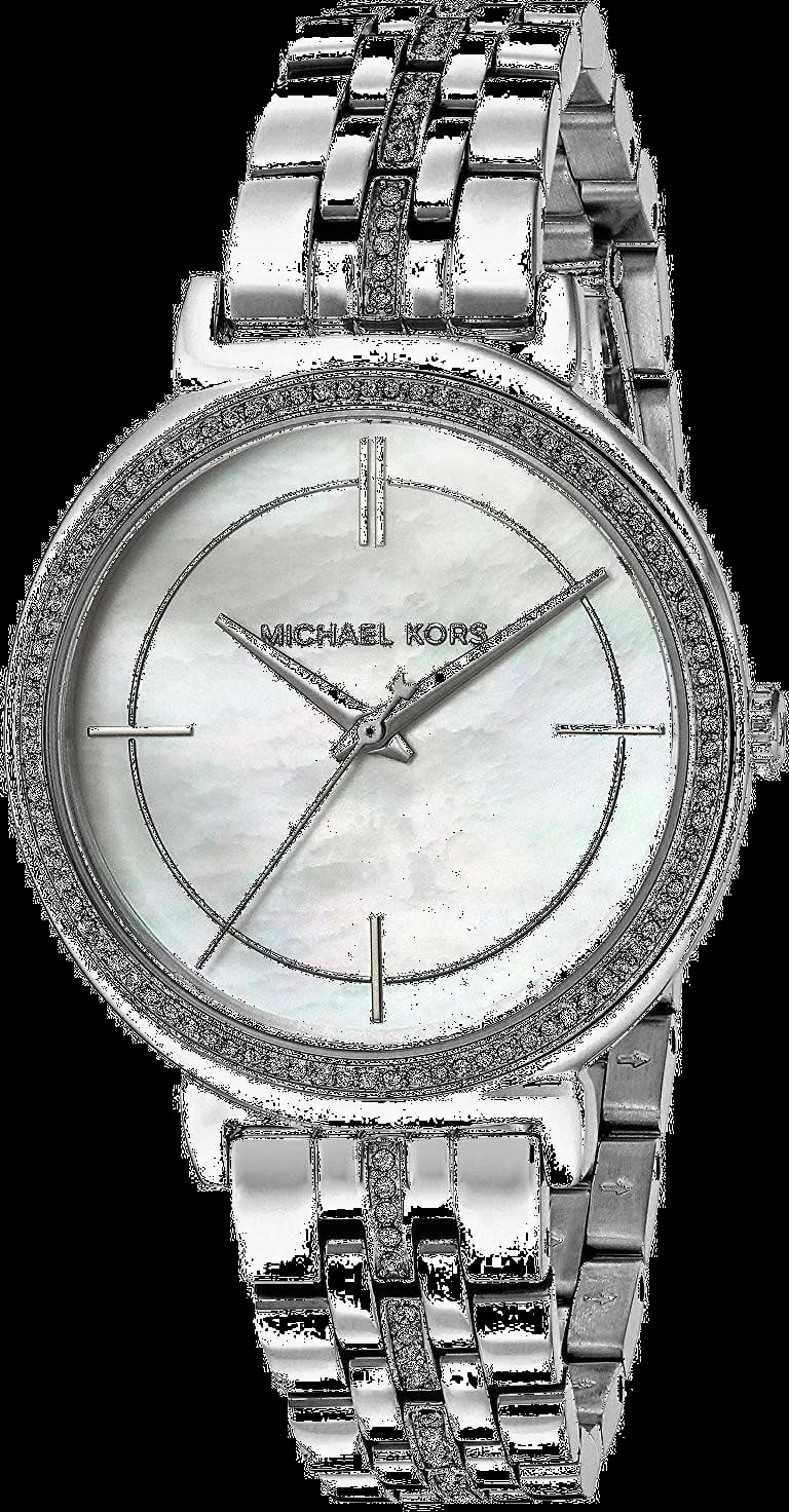 Montre Michael Kors MK3641 avec cadran argenté et index dorés, style chic et féminin
