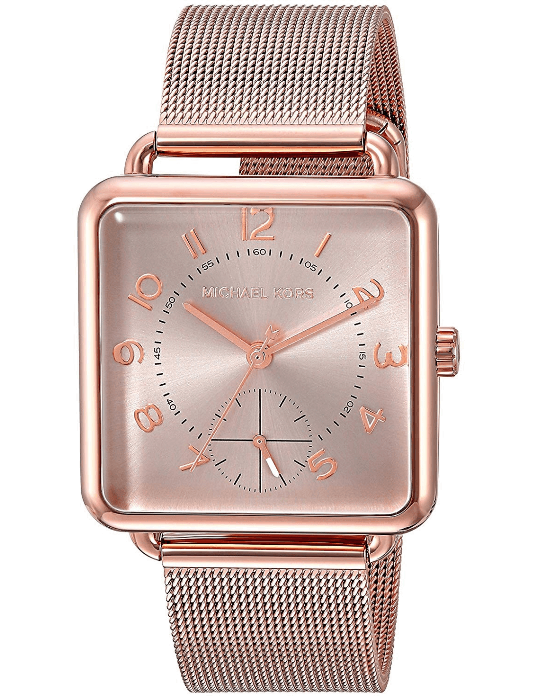 Montre Michael Kors MK3664 au cadran blanc nacré avec index dorés et aiguilles bâtons pour un style chic intemporel