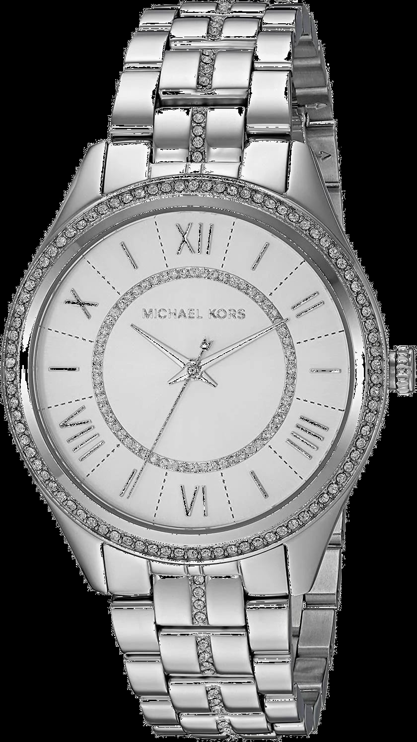 Montre Michael Kors MK3718 au cadran argenté à index bâtons et aiguilles dauphine, style chic et minimaliste