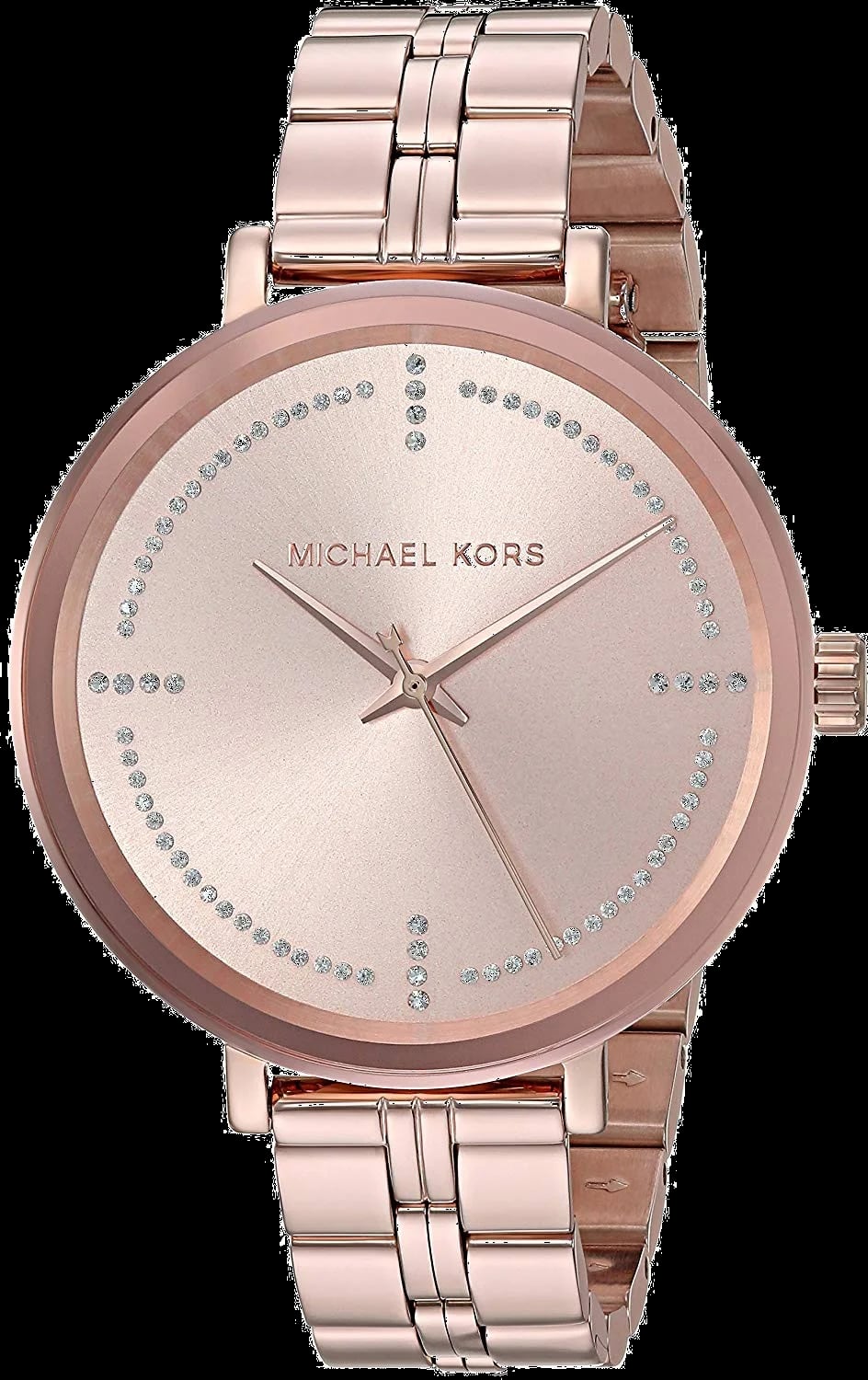 Montre Michael Kors MK3793 au cadran or rose soleillé avec aiguilles dorées et index bâtons