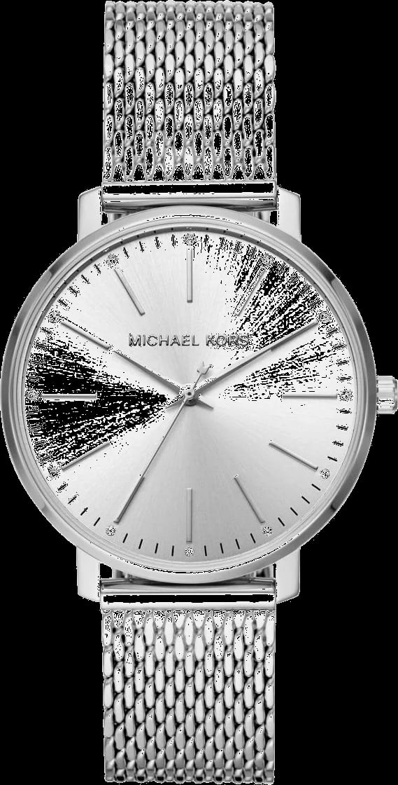 Montre Michael Kors MK4338 au cadran blanc nacré et aiguilles dorées, style chic et lumineux