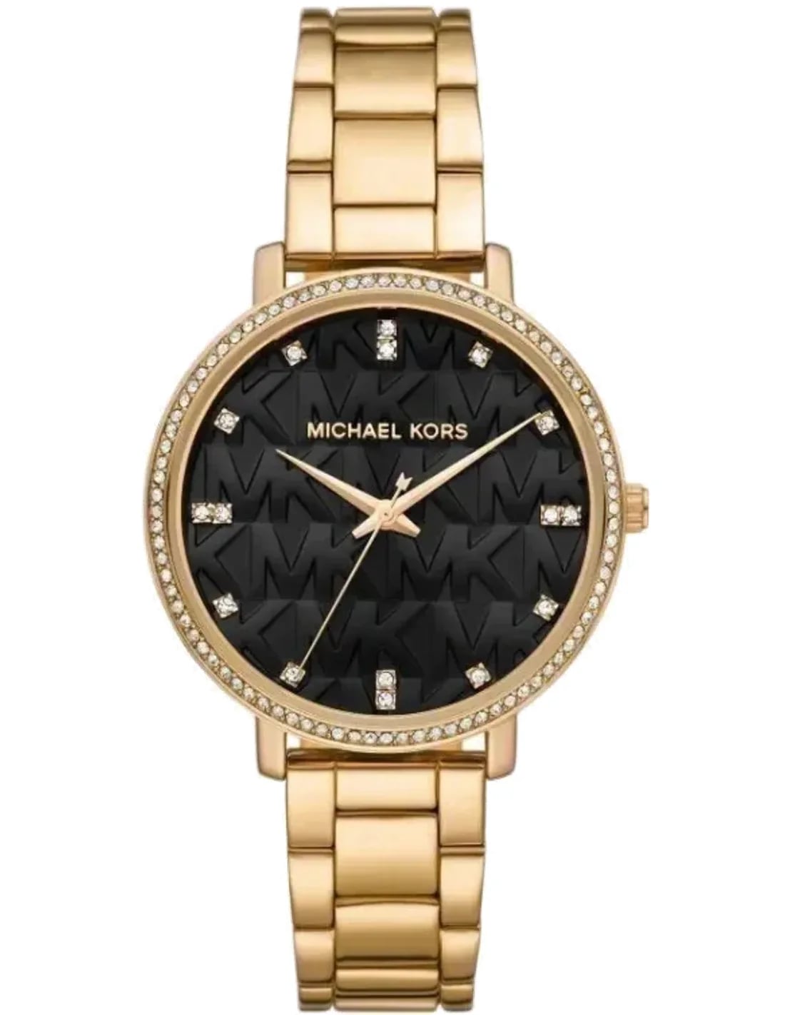 Montre femme Michael Kors MK4593 Pyper cadran noir bracelet acier doré