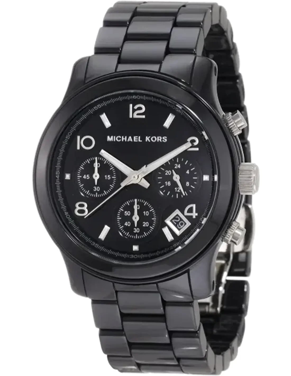 Montre Michael Kors MK5162 au cadran noir soleil avec index bâtons et aiguilles dorés, style chic et décontracté