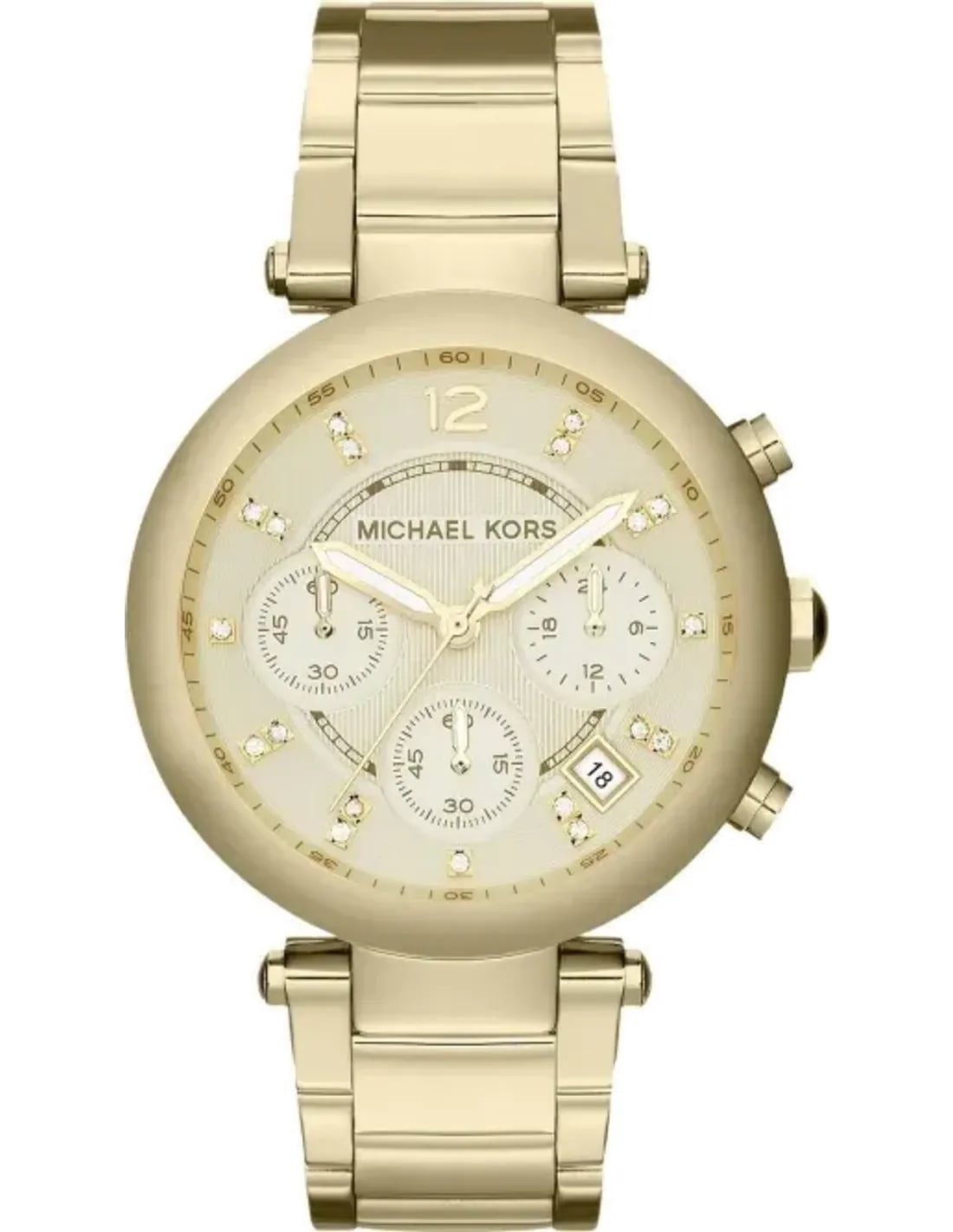 Montre Michael Kors MK5276 au cadran or texturé avec index brillants et aiguilles dorées style chic