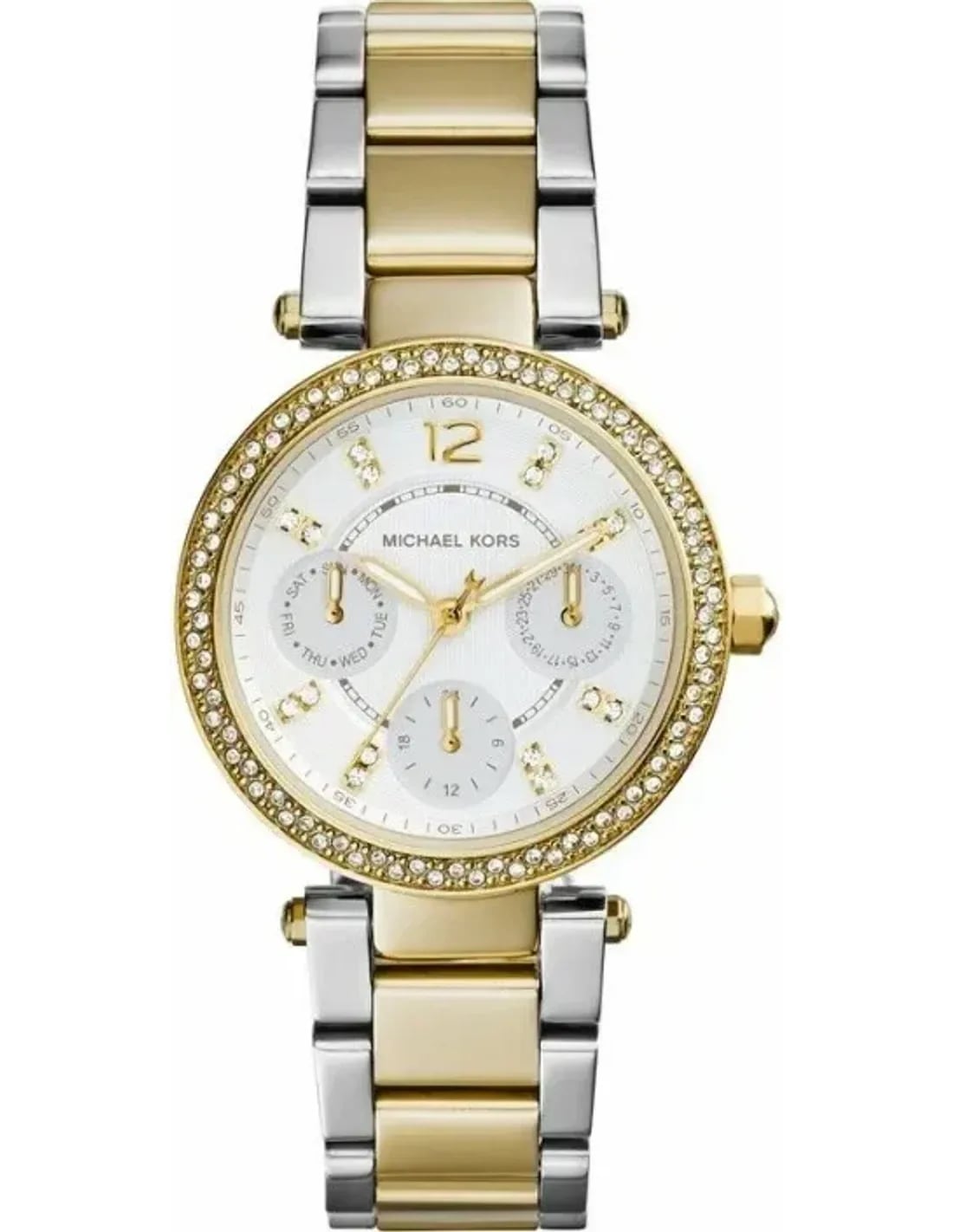 Montre Michael Kors MK6055 chronographe femme cadran blanc acier doré