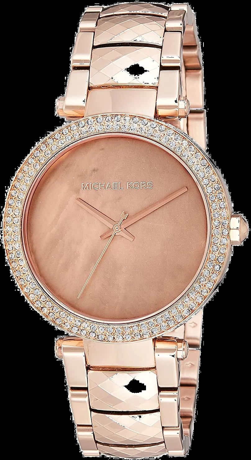 Montre Michael Kors MK6426 au cadran blanc nacré, aiguilles dorées et index dorés, style élégant décontracté