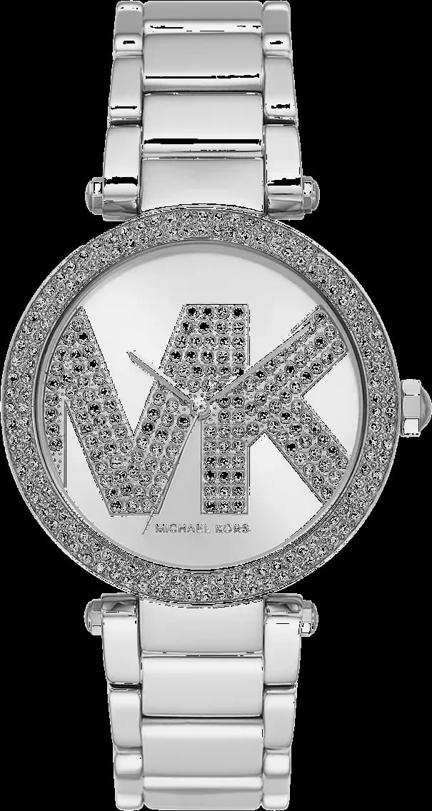Montre Michael Kors MK6658 au cadran argenté soleil avec index bâtons et date à 3h