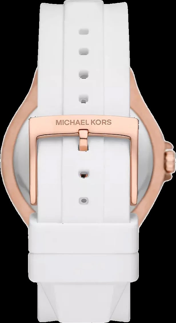 Montre Michael Kors MK7248 bracelet silicone blanc boucle ardillon profil