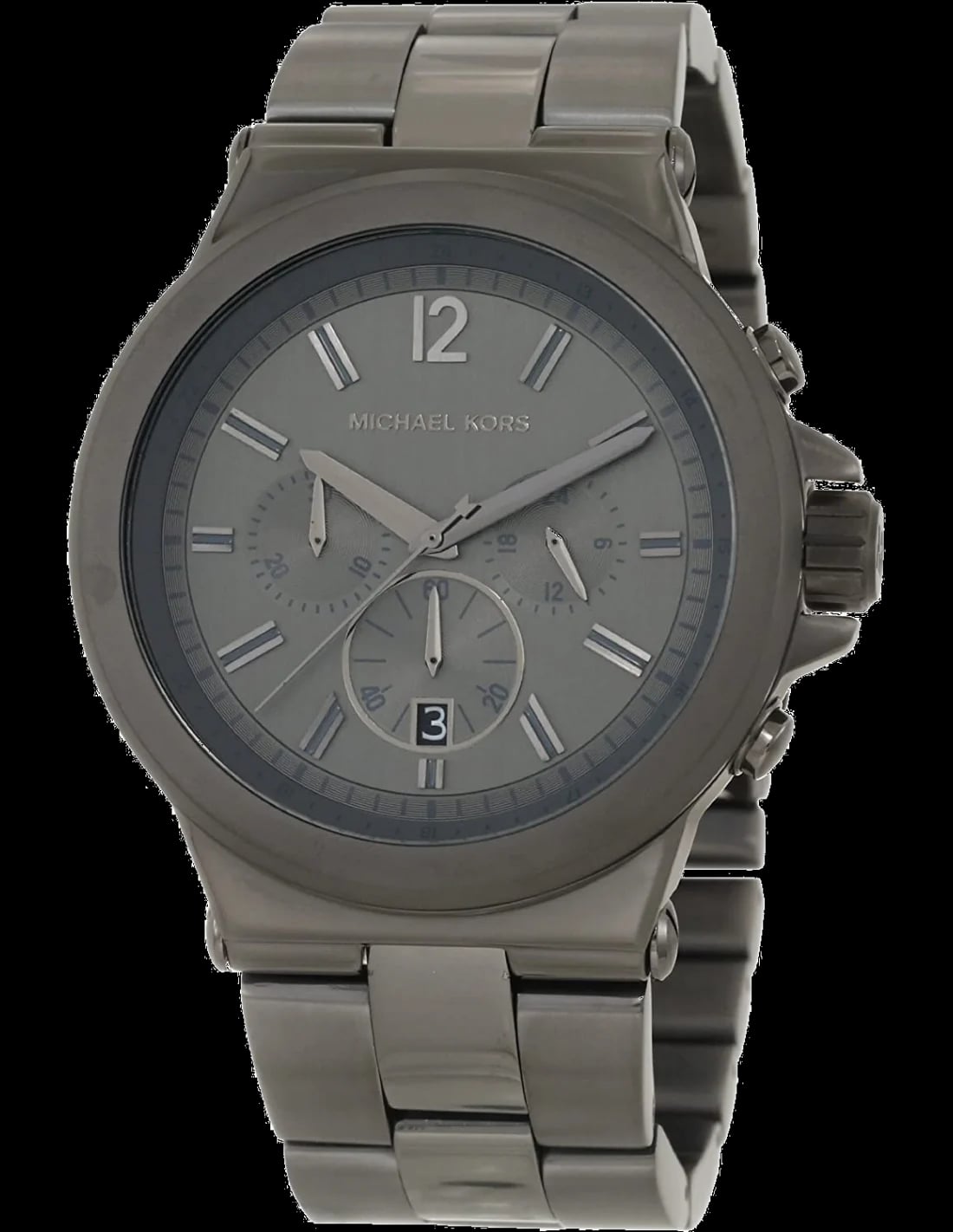 Montre Michael Kors MK8205 cadran noir soleil avec index appliques et aiguilles luminescentes, style sport-chic