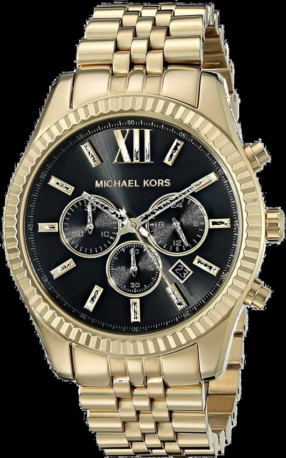 Montre Michael Kors MK8286 chronographe cadran noir acier doré 45mm