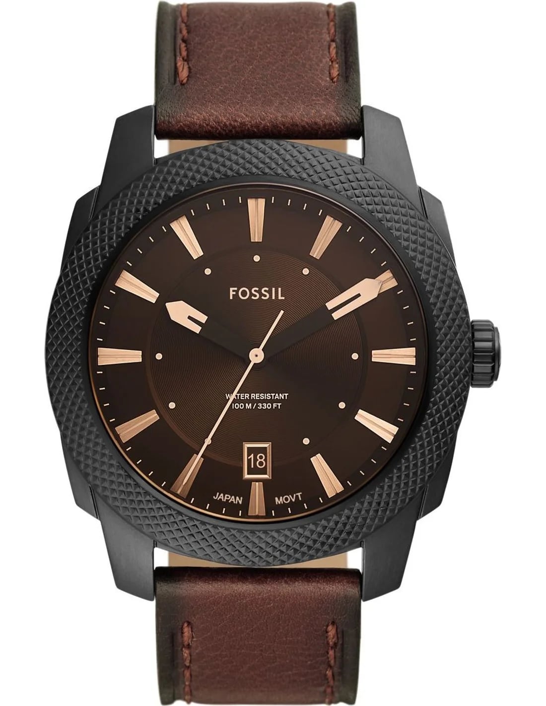 Montre Fossil FS5972 homme cadran noir bracelet cuir