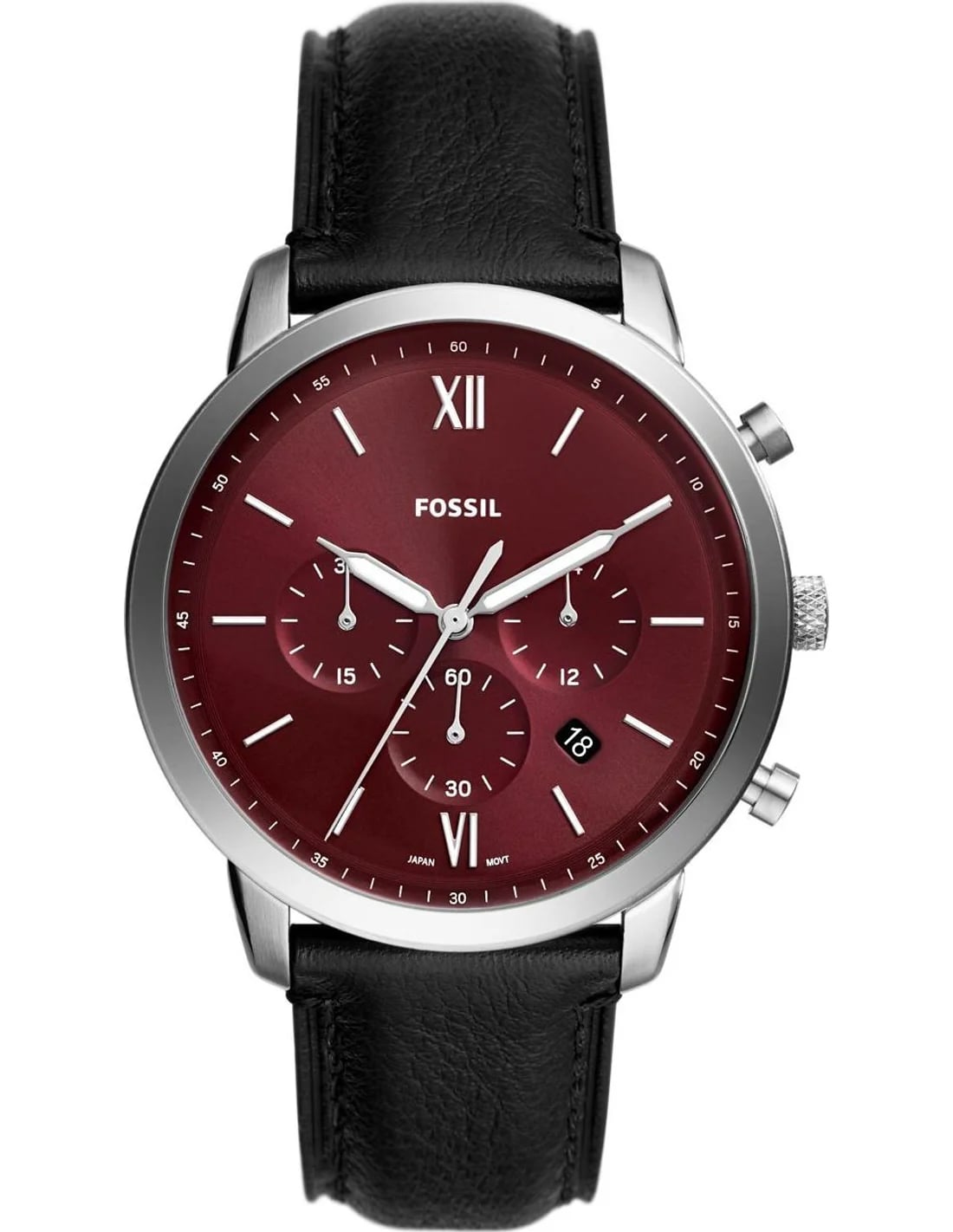 Montre Fossil FS6016 homme cadran bordeaux bracelet cuir
