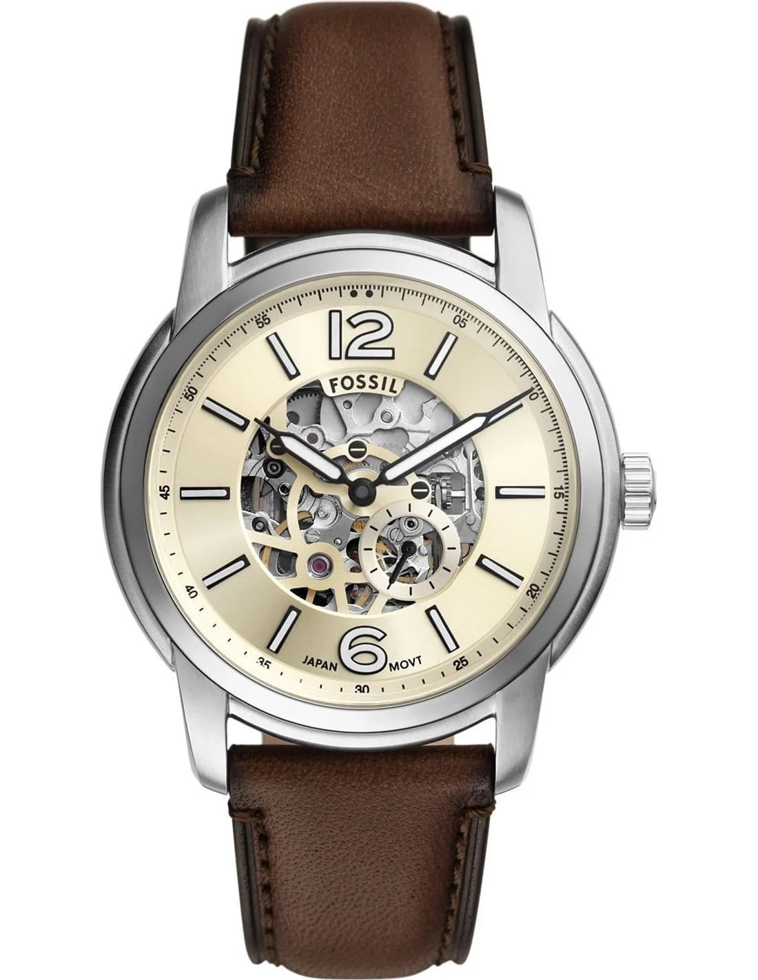 Montre Fossil ME3264 homme cadran beige bracelet cuir
