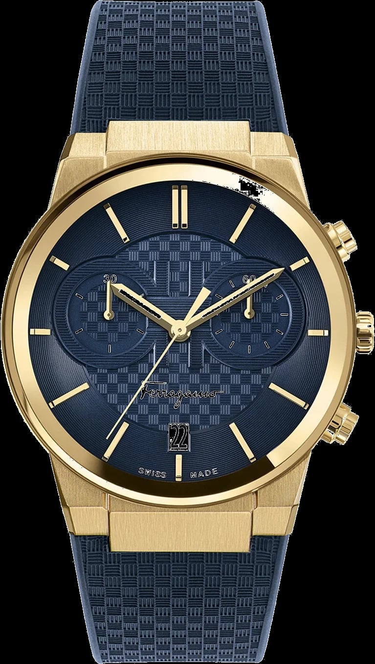 Montre Salvatore Ferragamo SFME00221 homme cadran bleu bracelet caoutchouc / silicone