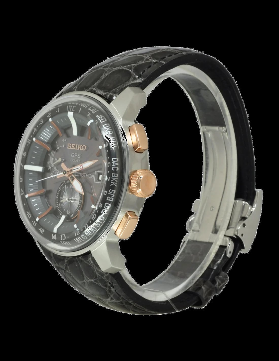 Seiko SAS038J1 Astron Men's 48mm Black Dial Leather | Montres Outlet