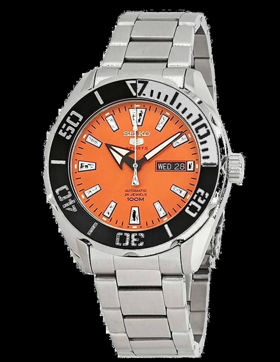 Montre Seiko SRPC55K1 homme cadran orange bracelet acier inoxydable