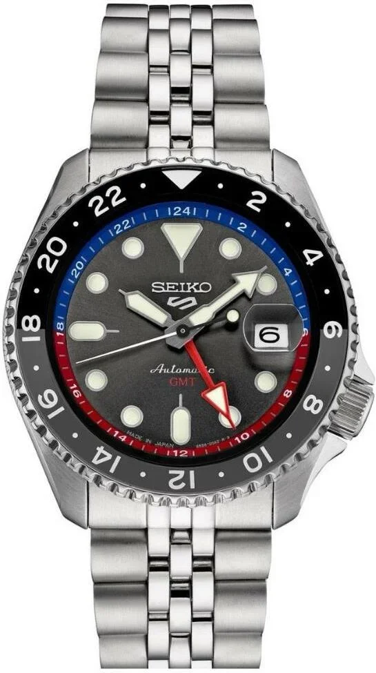 Montre Seiko SSK019K1 GMT automatique cadran noir bracelet acier 42mm