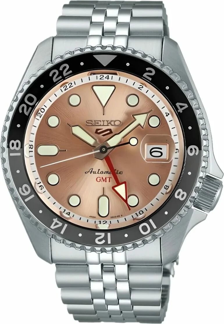 Montre Seiko SSK043K1 GMT automatique cadran or rose acier 42mm