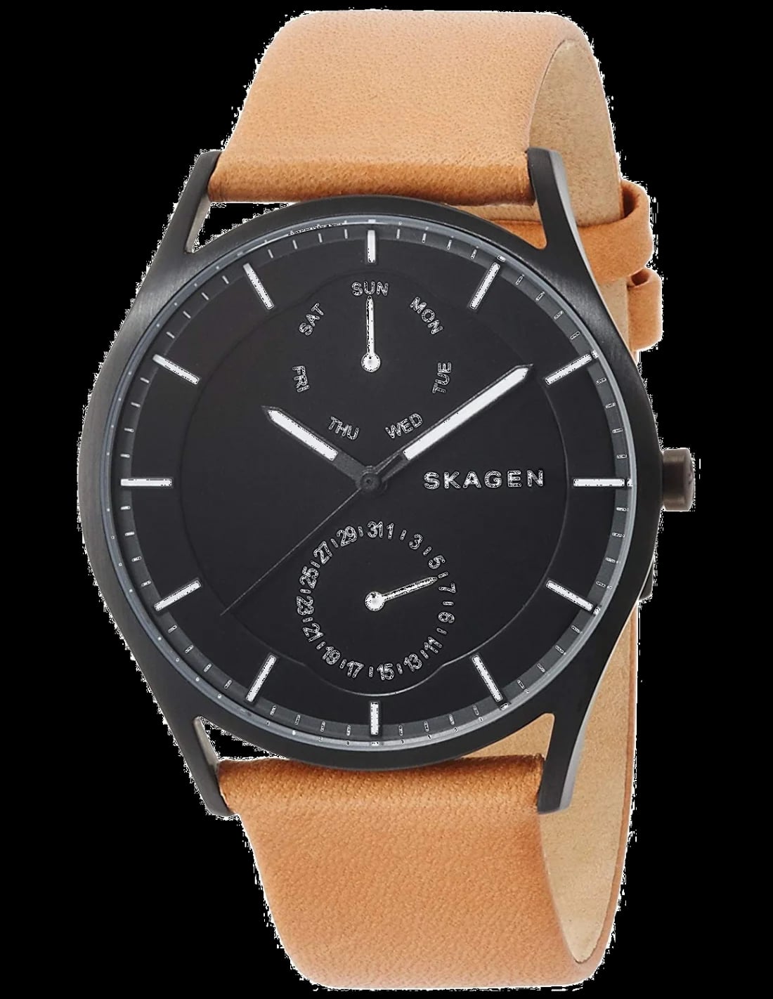 Montre Skagen SKW6265 homme cadran noir bracelet cuir