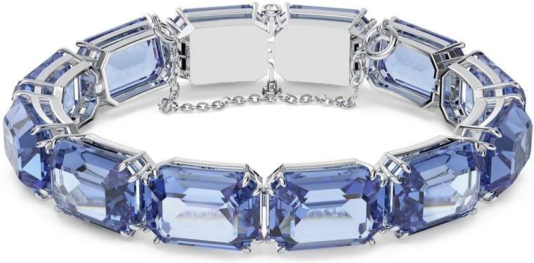 Swarovski Millenia 5614927 Octagon Cut Crystal Rhodium Plated Blue Bracelet