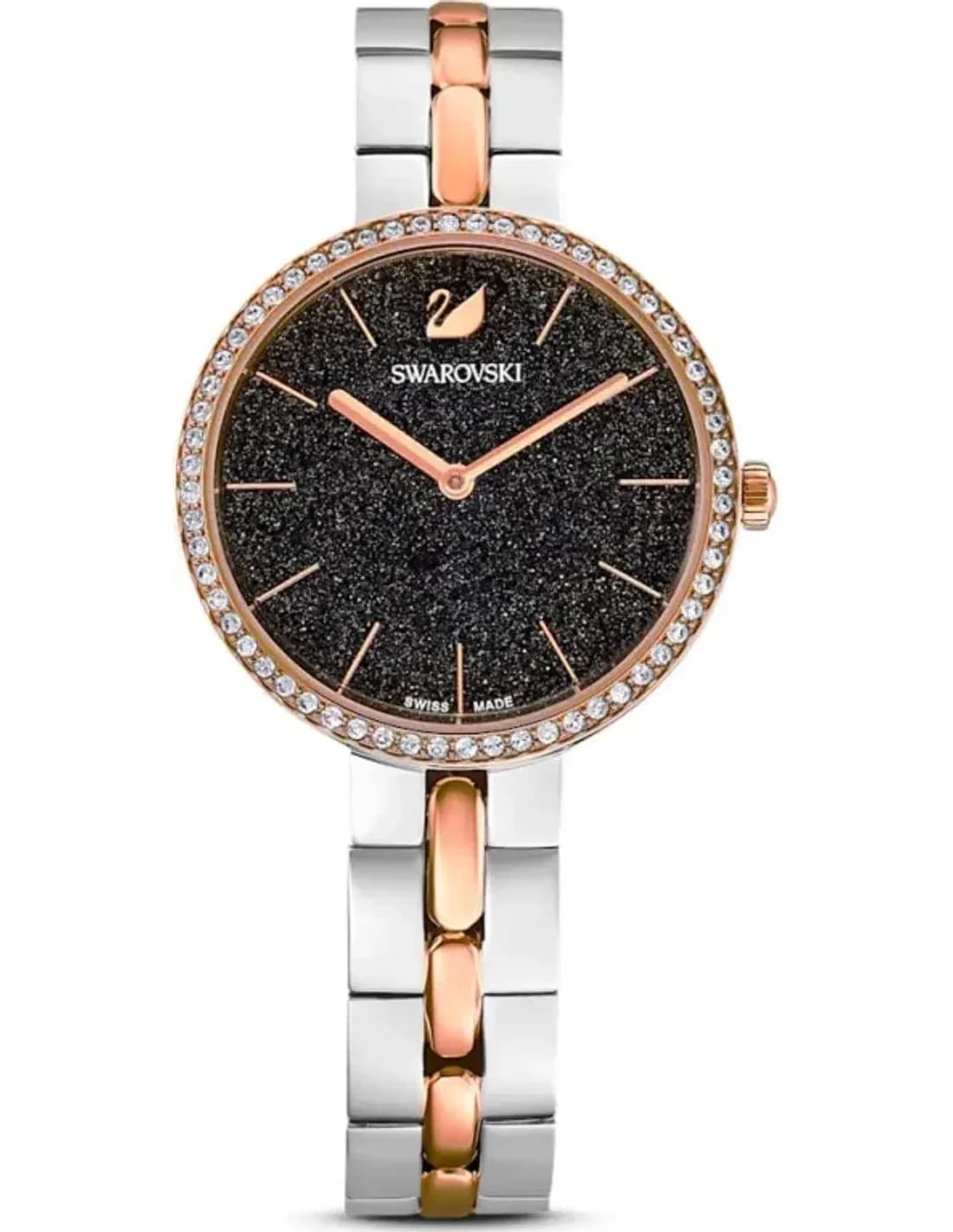 Montre Swarovski 111444 femme cadran noir bracelet acier inoxydable