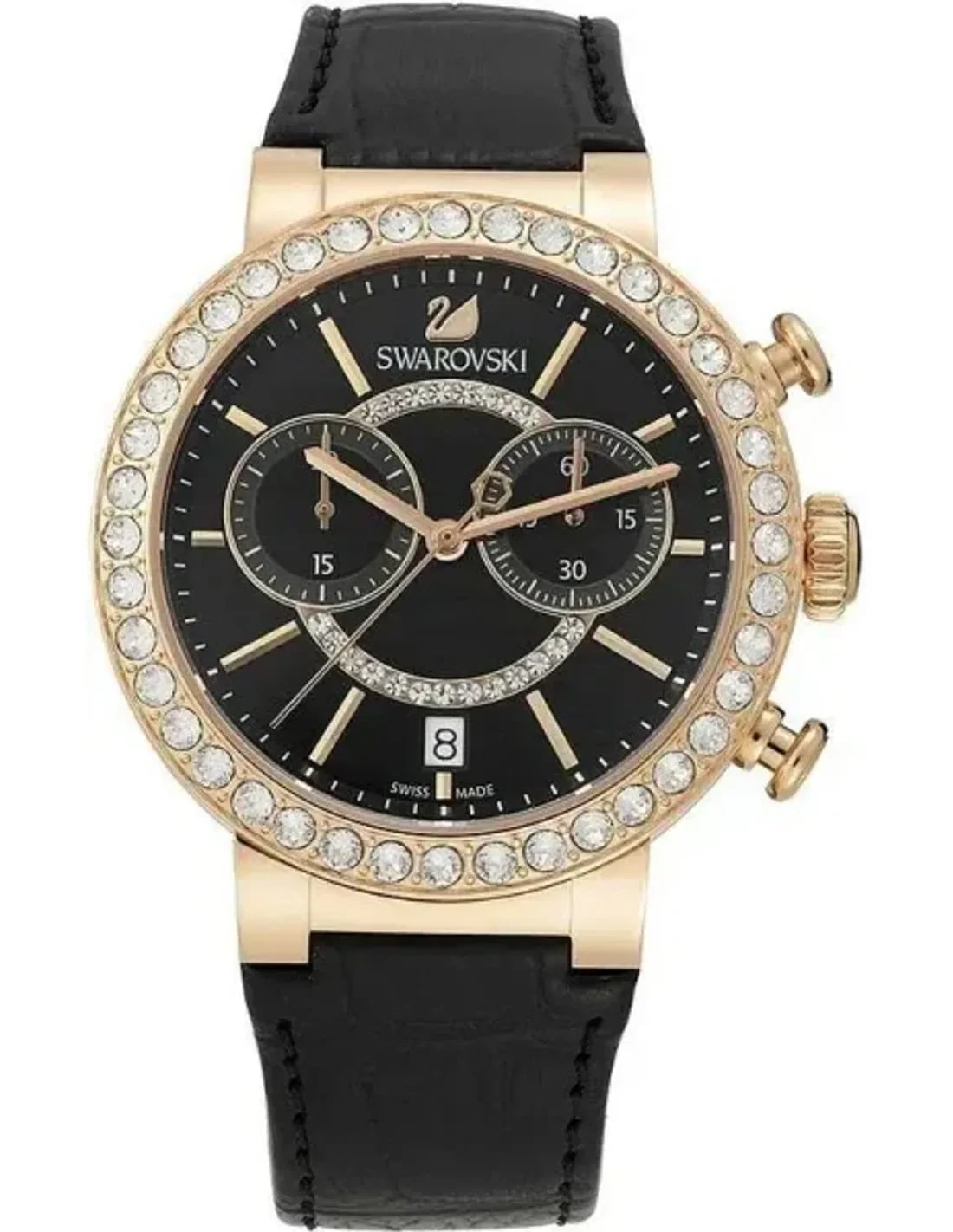 Montre Swarovski 5055209 femme cadran noir bracelet cuir