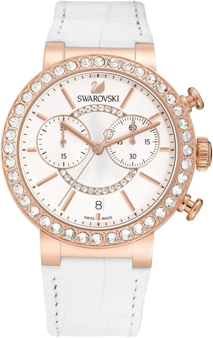 Montre Swarovski 5080602 au cadran blanc nacre et index cristal, style élégant