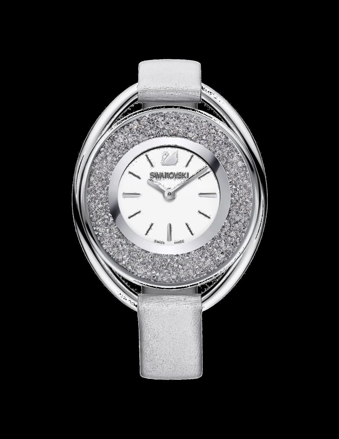 Montre Swarovski 5263907 avec cadran gris scintillant et index cristal, style chic et décontracté