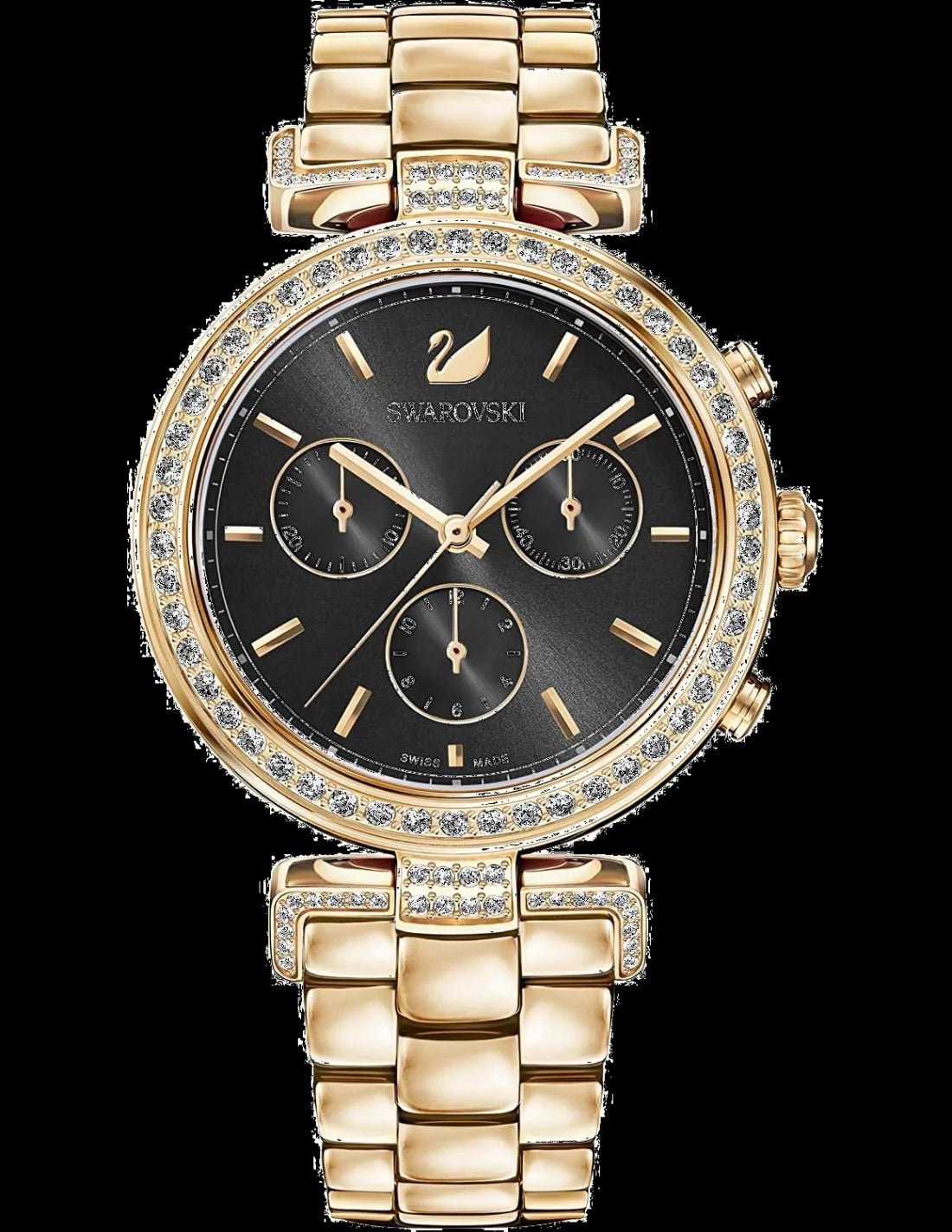 Montre Swarovski 5295366 femme cadran noir bracelet acier inoxydable