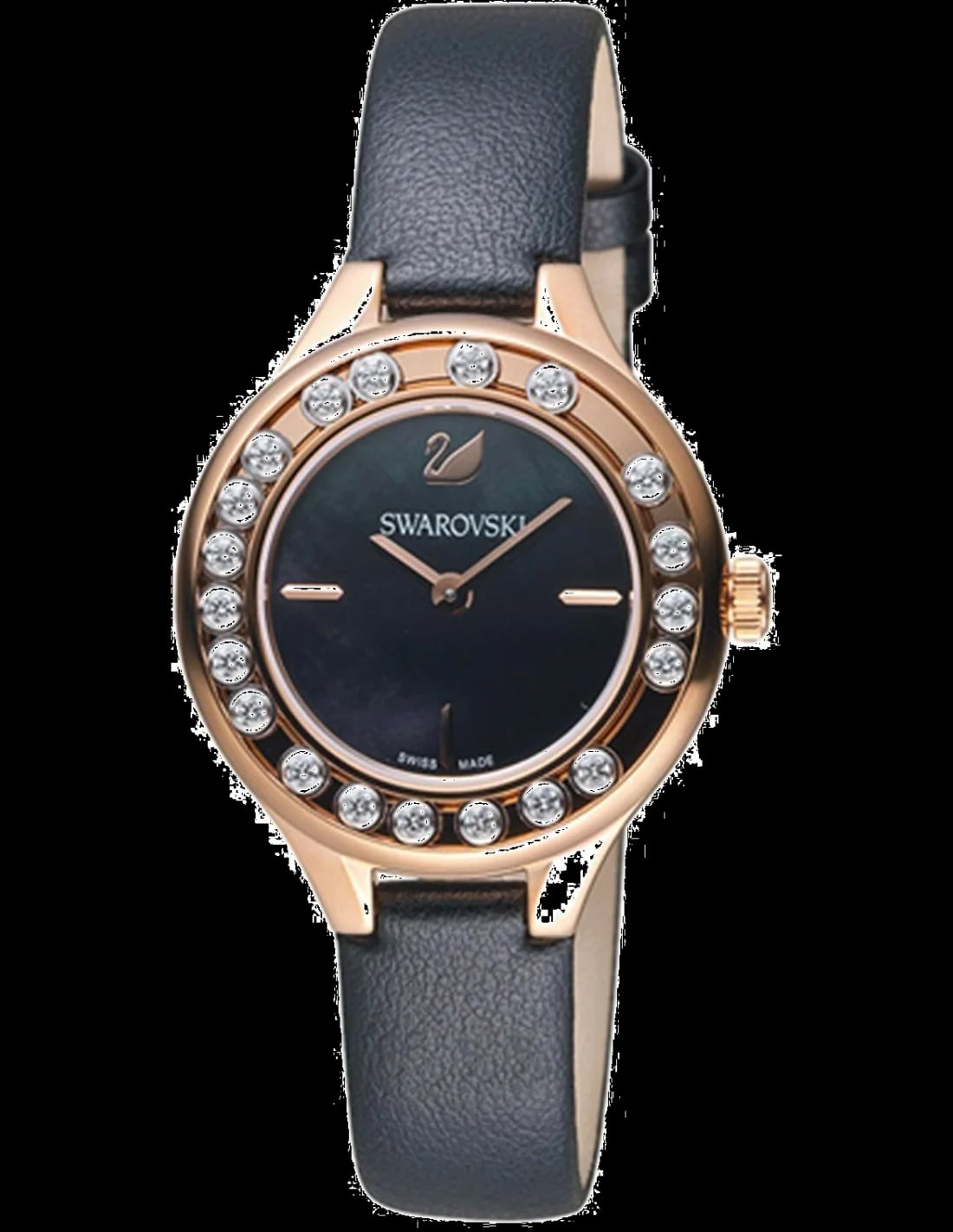Montre Swarovski 5301877 femme cadran noir bracelet cuir