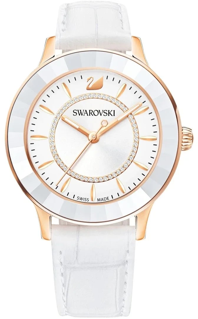 Montre Swarovski 5414416 femme cadran blanc bracelet cuir