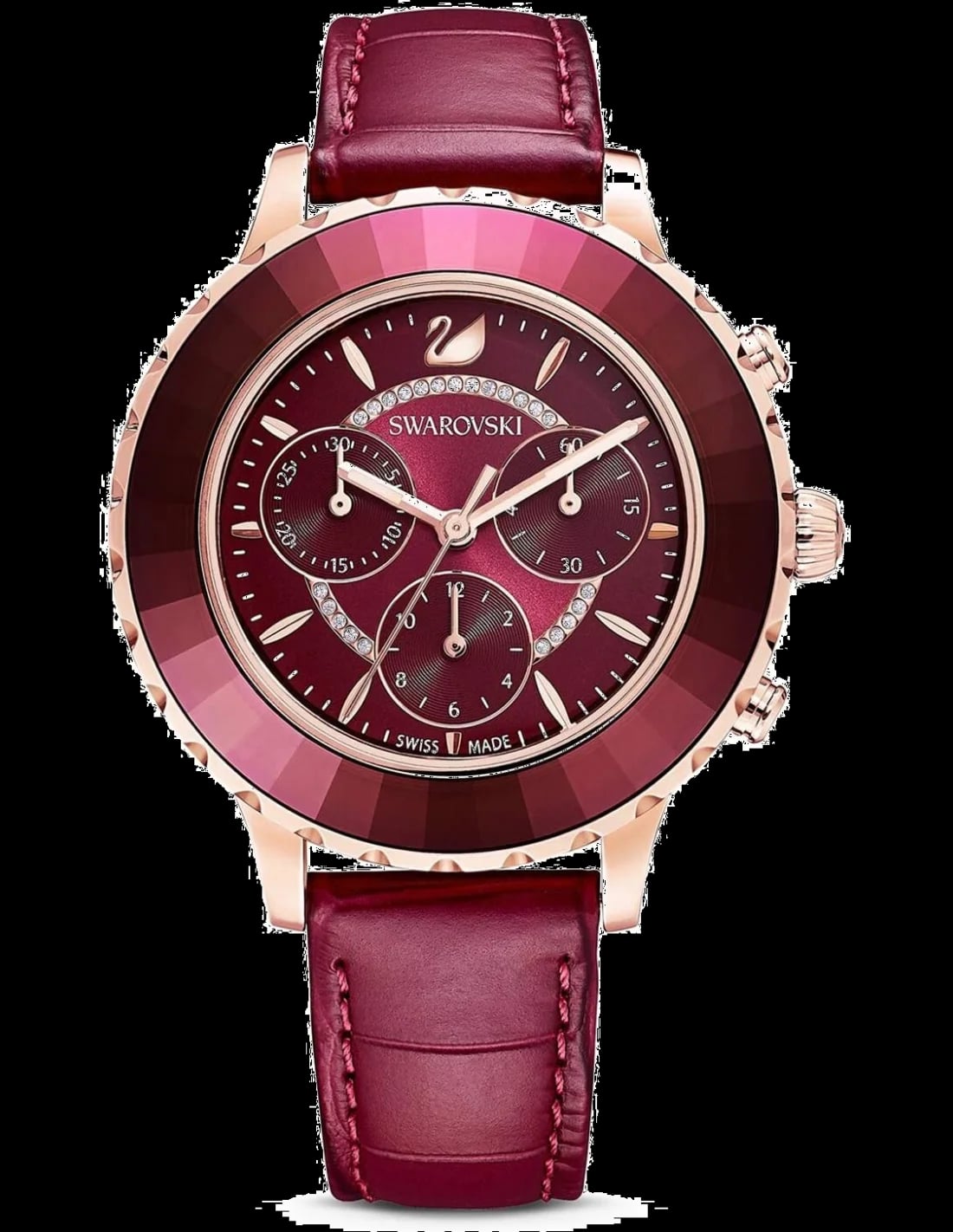 Montre Swarovski 5547642 femme cadran rouge bracelet cuir