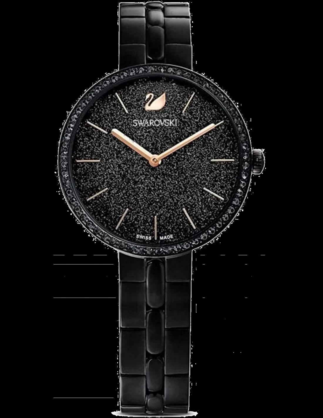 Montre Swarovski 5547646 femme cadran noir bracelet acier inoxydable