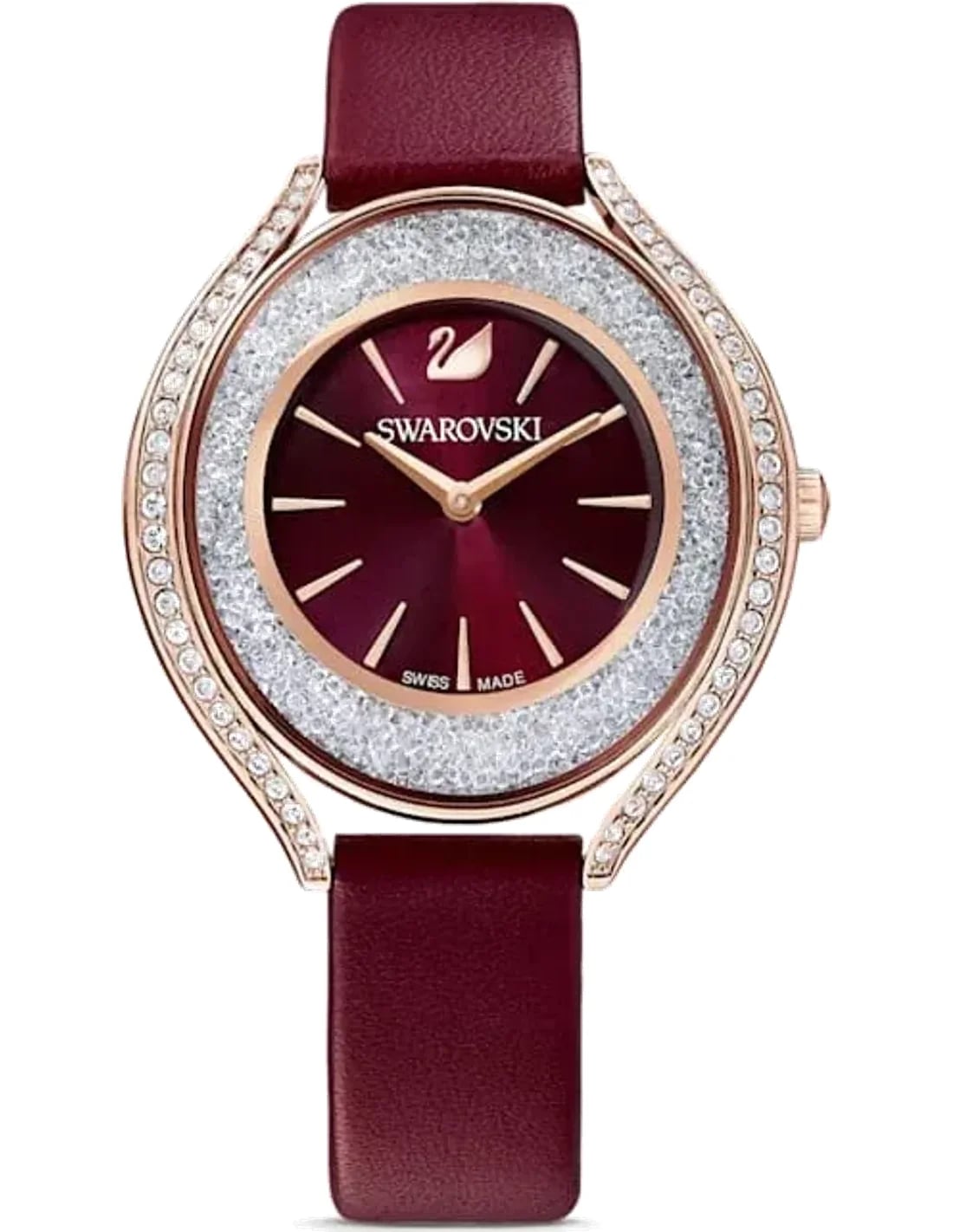 Montre Swarovski 5558637 femme acier or rose cadran bordeaux tonneau