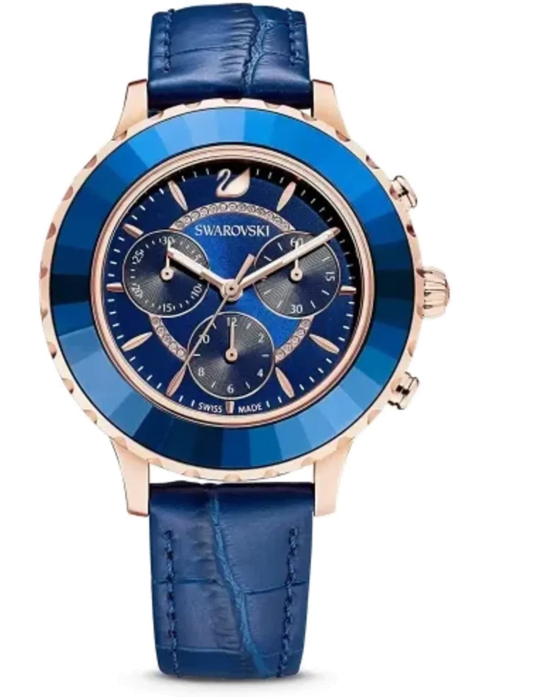 Montre Swarovski 5563480 femme cadran bleu bracelet cuir