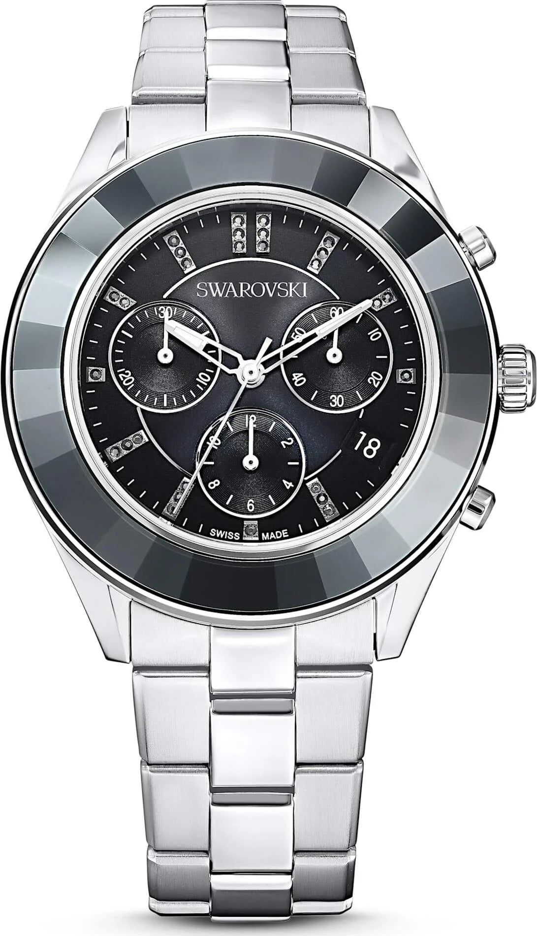 Montre Swarovski 5610520 cadran blanc nacré avec index diamants et aiguilles bâtons