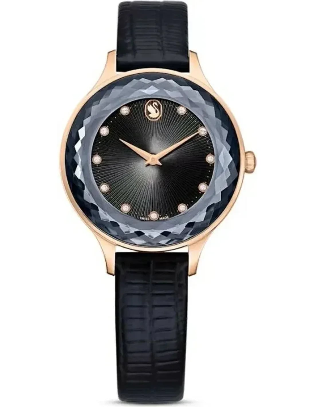 Montre Swarovski 5650033 femme cadran noir bracelet cuir