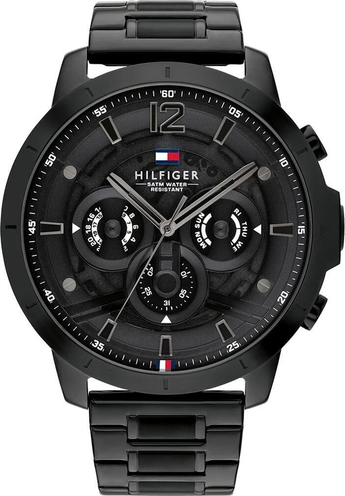 Montre Tommy Hilfiger 1710494 Luca acier noir cadran multifonctions analogique