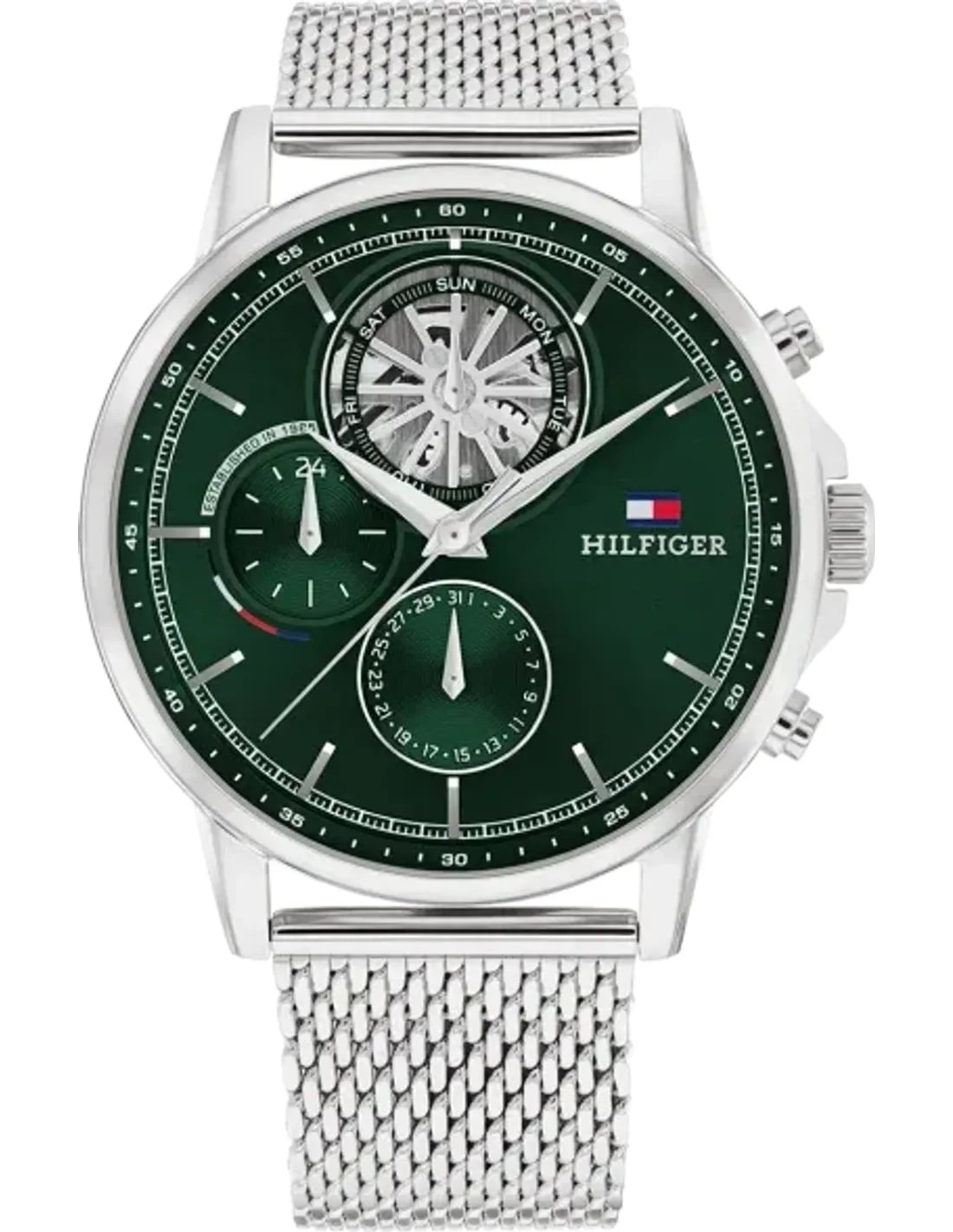 Montre Tommy Hilfiger 1710608 homme cadran vert bracelet acier inoxydable