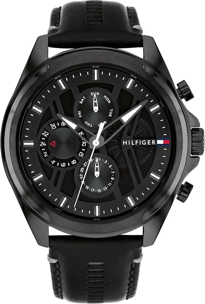 Montre Tommy Hilfiger 1710654 homme cadran noir bracelet cuir