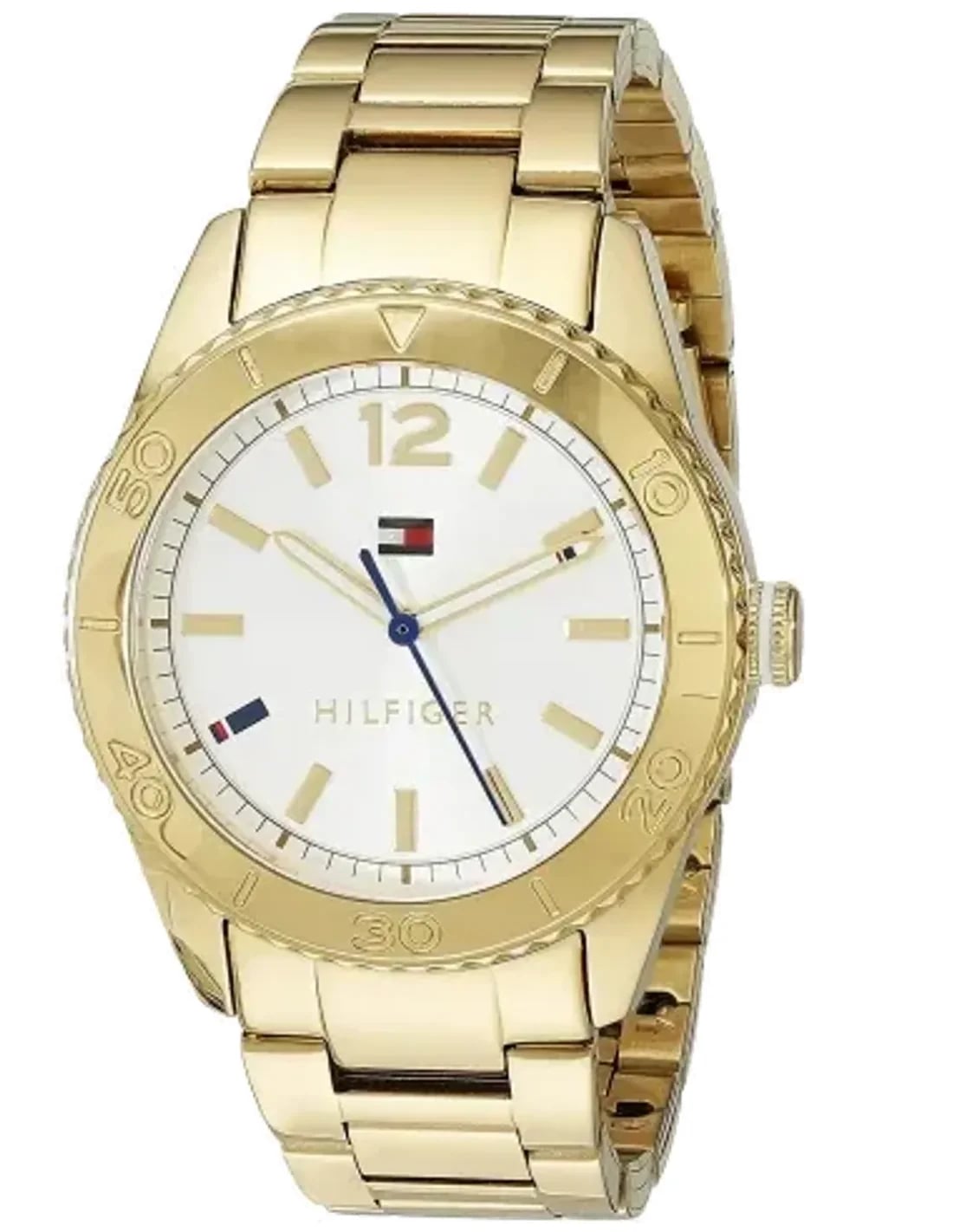 Montre Tommy Hilfiger 1781268 au cadran doré et aiguilles bâtons, style féminin chic
