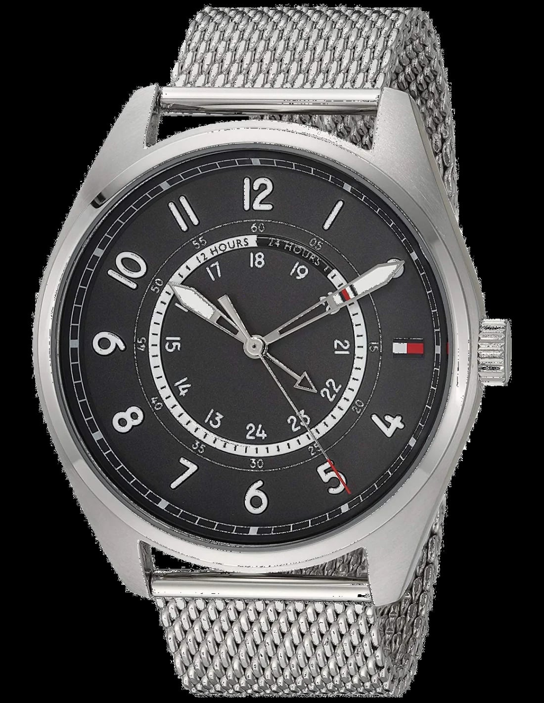 Montre Tommy Hilfiger 1791370 au cadran blanc et index noirs, style sportif chic