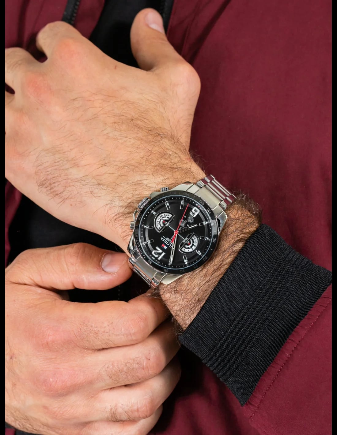 Montre Tommy Hilfiger 1791472 homme détail cadran noir