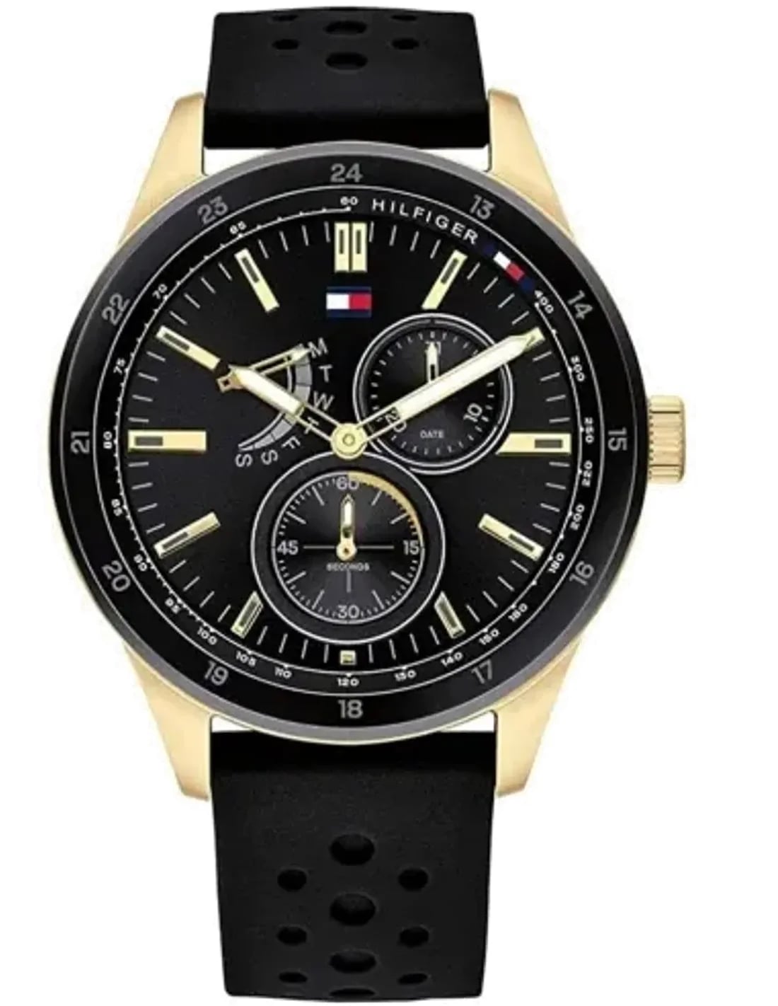 Montre Tommy Hilfiger 1791636 homme cadran noir bracelet caoutchouc / silicone