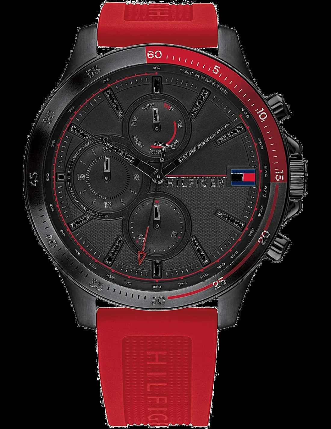 Montre Tommy Hilfiger 1791722 homme cadran noir bracelet caoutchouc / silicone