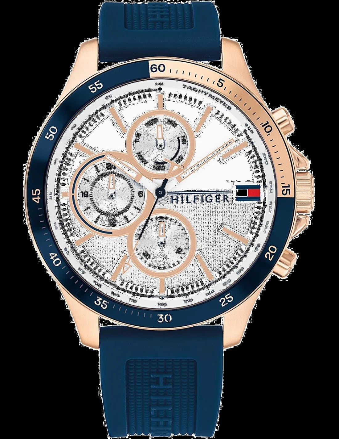 Montre Tommy Hilfiger 1791778 homme cadran argent bracelet caoutchouc / silicone